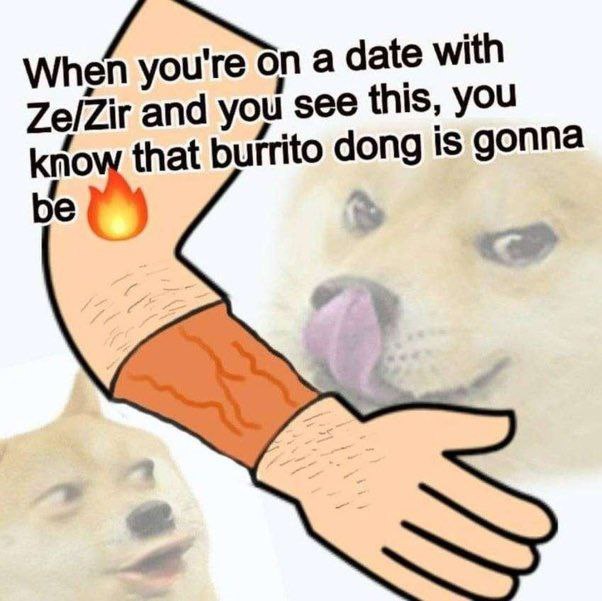 When you're а date with Ze/Zir and у see this, you 7. to dong is gonna be
