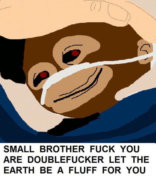 SMALL BROTHER FUCK YOU ARE DOUBLEFUCKER LET THE EARTH BE A FLUFF FOR YOU