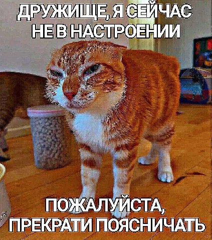 ДРУЖИЩЕ, Я СЕЙЧАС НЕ В НАСТРОЕНИИ ПОЖАЛУЙСТА, ПОЯСНИЧАТЬ