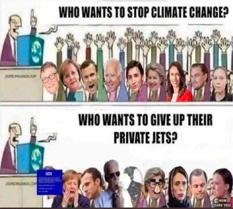 WHO WANTS ТО STOP CLIMATE CHANGE? 1) WHO WANTS ТО GIVE UP THEIR PRIVATE JETS? в 1 3}