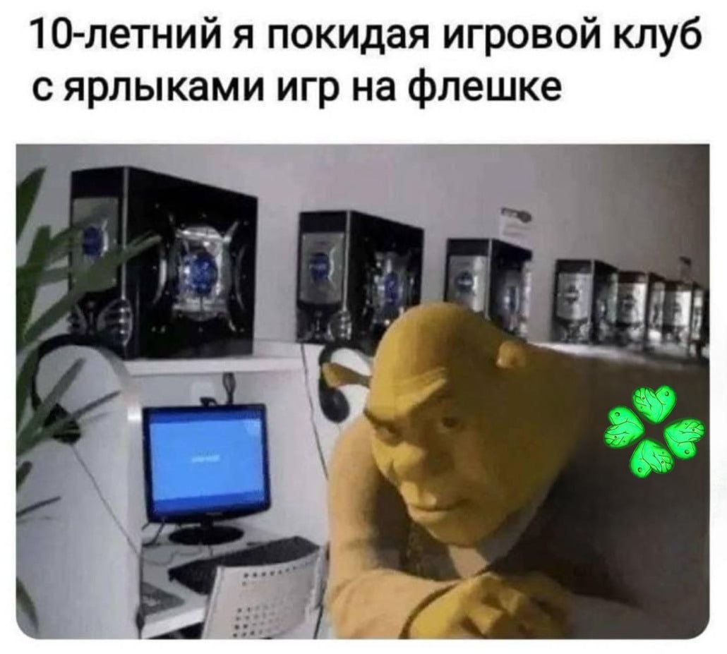10-летний я покидая игровой клуб с ярлыками игр на флешке