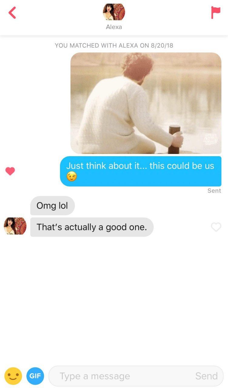 Alexa YOU MATCHED WITH ALEXA ON Just think about it... this could be Sent Omg lol That’s actually a good one. Send Type a message