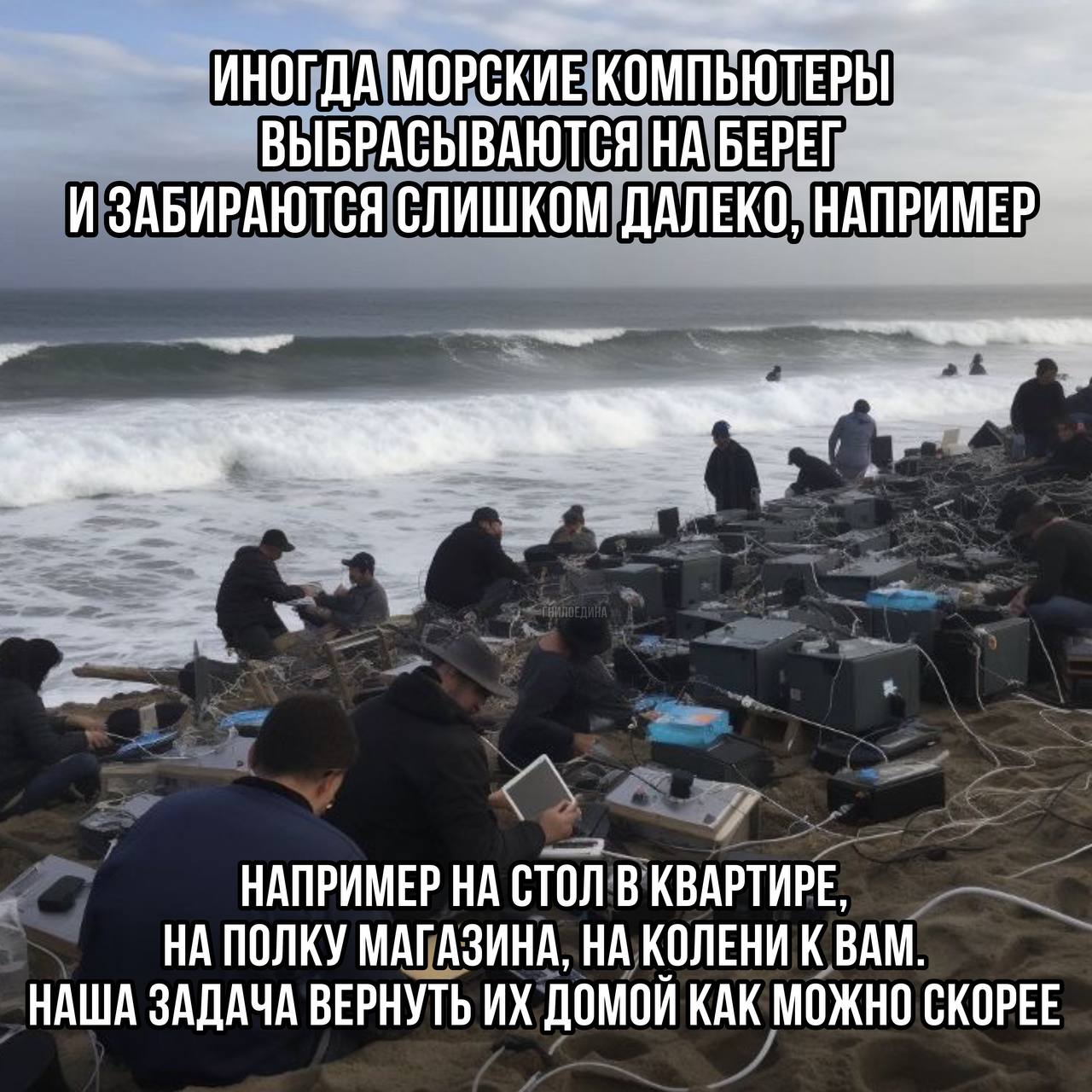 ИНОГДА МОРСКИЕ. ВЫБРАСЫВАЮТСЯ НА БЕРЕГ И ЗАБИРАЮТСЯ СЛИШКОМ ДАЛЕКО, НАПРИМЕР НАПРИМЕР СТОЛ В КВАРТИРЕ НА ПОЛКУ МАГАЗИНА, НА КОЛЕНИ К ВАМ НАША ЗАДАЧА ВЕРНУТЬ ДОМОИ КАК МОЖНО СКОРЕЕ