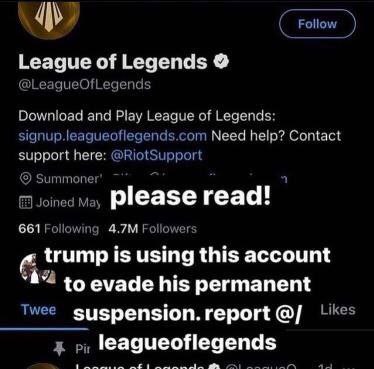 Follow League of Legends @LeagueOfLegends Download and Play League of Legends: signup.leagueoflegends.com Need help? Contact support here: @RiotSupport Summoner’ 1 Please read! 661 Following Followers
