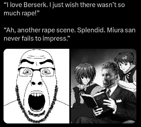 love Berserk. just wish there wasn’t so much rape!” another rape scene. Splendid. Miura san never fails to impress.” SANS