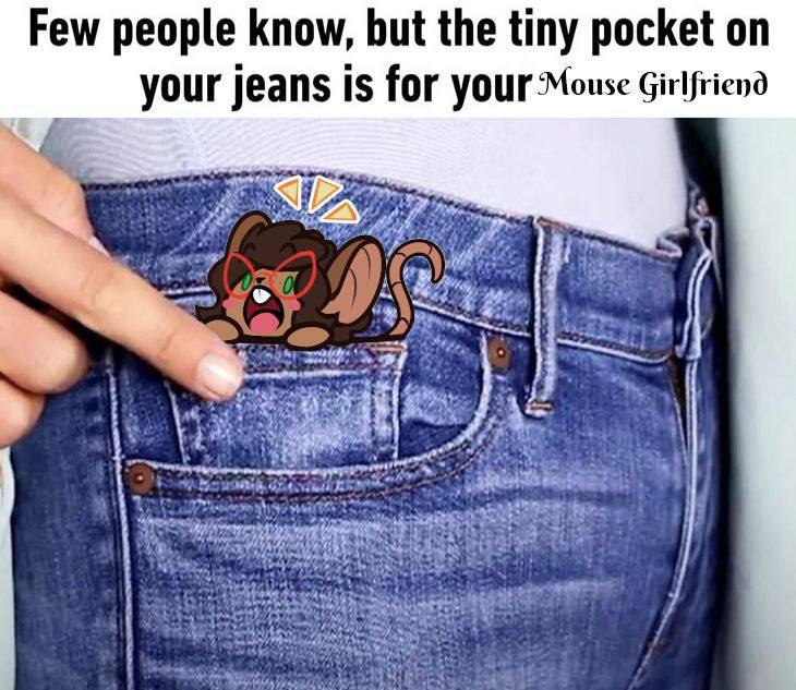 Few people know, but the tiny pocket on your jeans is for your Mouse Girlfriend