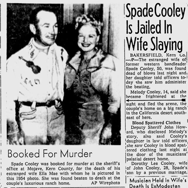 Spade Cooley murder case

Спейд Кули - музыкант, тв-звезда и автор музыки к различным вестернам, чей пик карьеры пришелся на 40е и 50е года. В 1945 году женился на вокалистке из собственной группы Элл