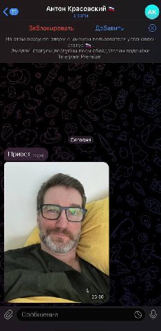 Антон Красовский в сети Заблокировать Добавить На этом аккаунте рядом с именем пользователя установлен статус Эмодзи-статусы доступны всем обладателям подписки Telegram Premium. Сегодня Привет 23:36 2