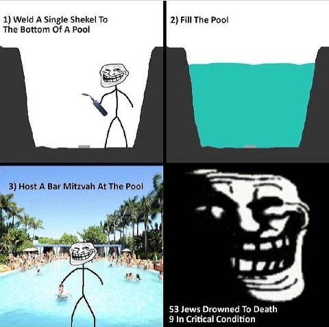 1) Weld A Single Shekel To 2) Fill The Pool The Bottom Of A Pool 3) Host A Bar Mitzvah At The Pool а 53 Jews Drowned То Death 9 In Critical Condition