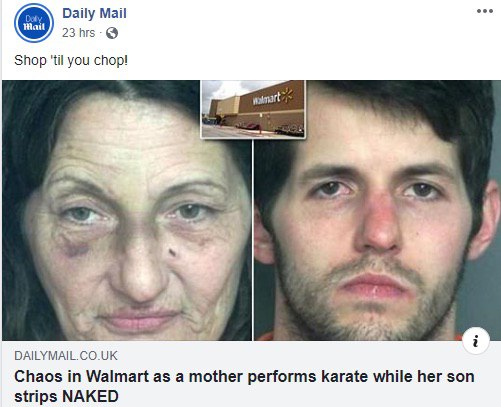 Daily Mail 23 hrs Shop you chop! и DAILYMAIL.CO.UK Chaos in Walmart as a mother performs karate while her son strips NAKED