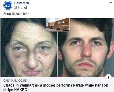 Daily Mail 23 hrs Shop you chop! и DAILYMAIL.CO.UK Chaos in Walmart as a mother performs karate while her son strips NAKED