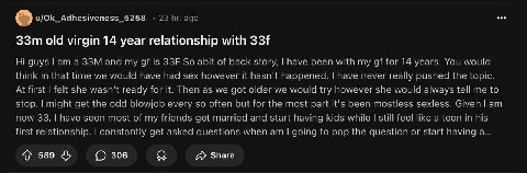 old virgin 14 year relationship with guys ата and my is So abit of back story, have been with my for 14 years. You would think in that time we would have had sex however it hasn't happened. have never