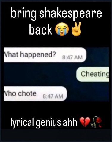 bring shakespeare back У hat happened? ВАГАМ lyrical genius ahh