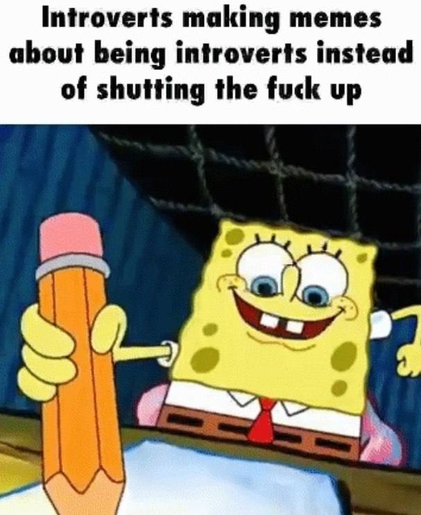 Introverts making memes about being introverts instead of shutting the fuck up