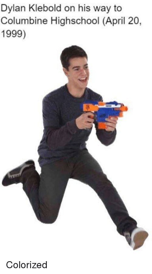 Dylan Klebold his way to Columbine Highschool (April 20, 1999) Colorized