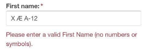 First пате: ХАА-12 Please enter a valid First Мате (по numbers symbols).