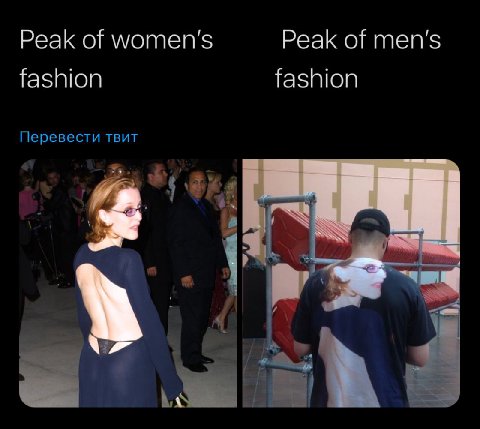 Peak of women's Peak of men’s fashion Перевести твит у.