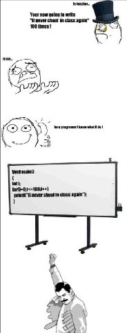 our now going to write 100 times Void mainO never shout in class А