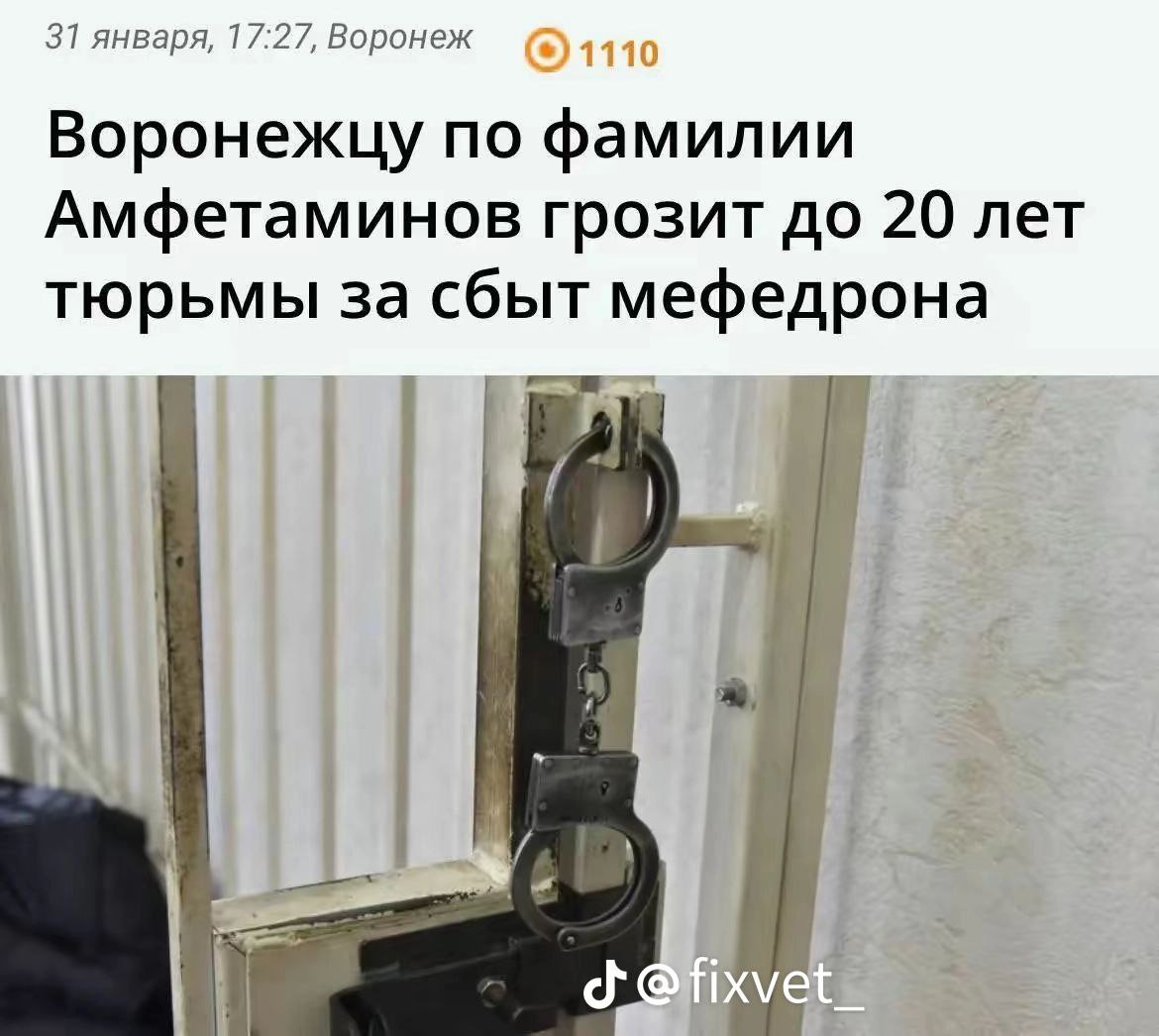 31 января, 17:27, Воронеж Воронежцу по фамилии Амфетаминов грозит до 20 лет тюрьмы за сбыт мефедрона xve