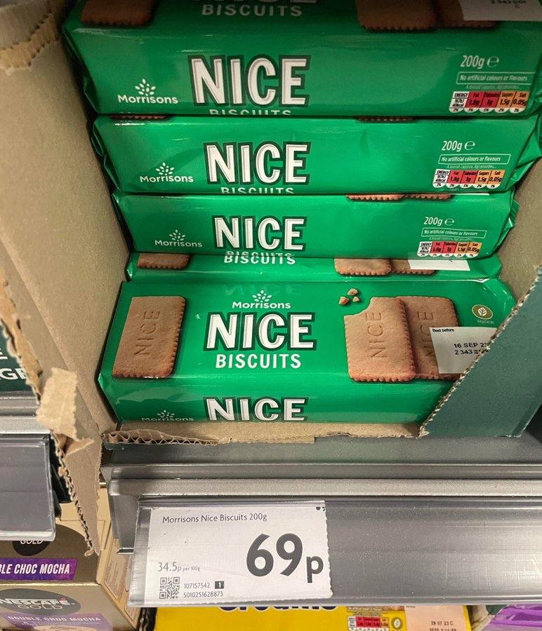 Morrisons or tem NICE NICE Morrisons NICE BISCUITS у 4:2 Morrisons Nice Biscuits CHOC MOCHA 107152547 £3