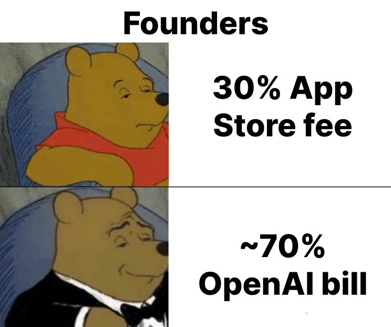 Founders 30% App Store fee OpenAIl bill