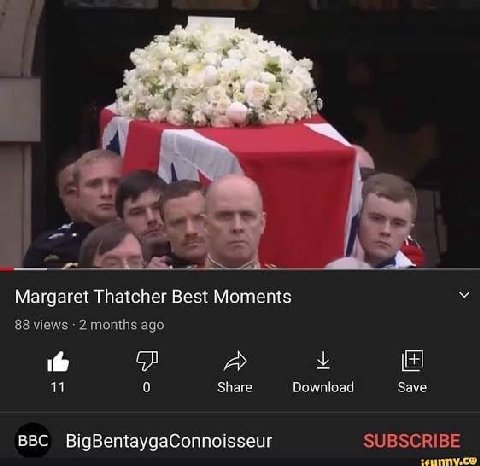 Margaret Thatcher Best Moments 88 views 2 months ago A у 11 0 Share Download Save SUBSCRIBE BBC BigBentaygaConnoisseur