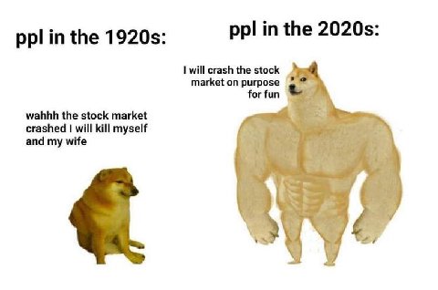 ppl the ppl in the will crash the stock market on purpose for fun wahhh the stock market and my wife crashed will kill myself