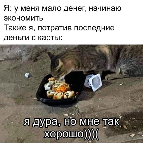 Я: у меня мало денег, начинаю ЭКОНОМИТЬ Также я потратив последние деньги с карты A дура, хорошо)))(