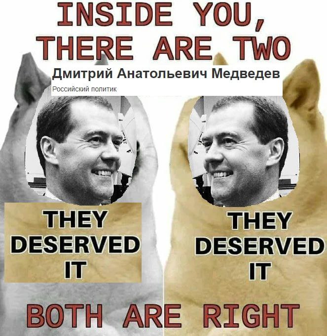 INSIDE YOU, THERE ARE, TWO Анатольевич Медведев DESERVED DESERVED IT IT BOTH ARE RIGHT