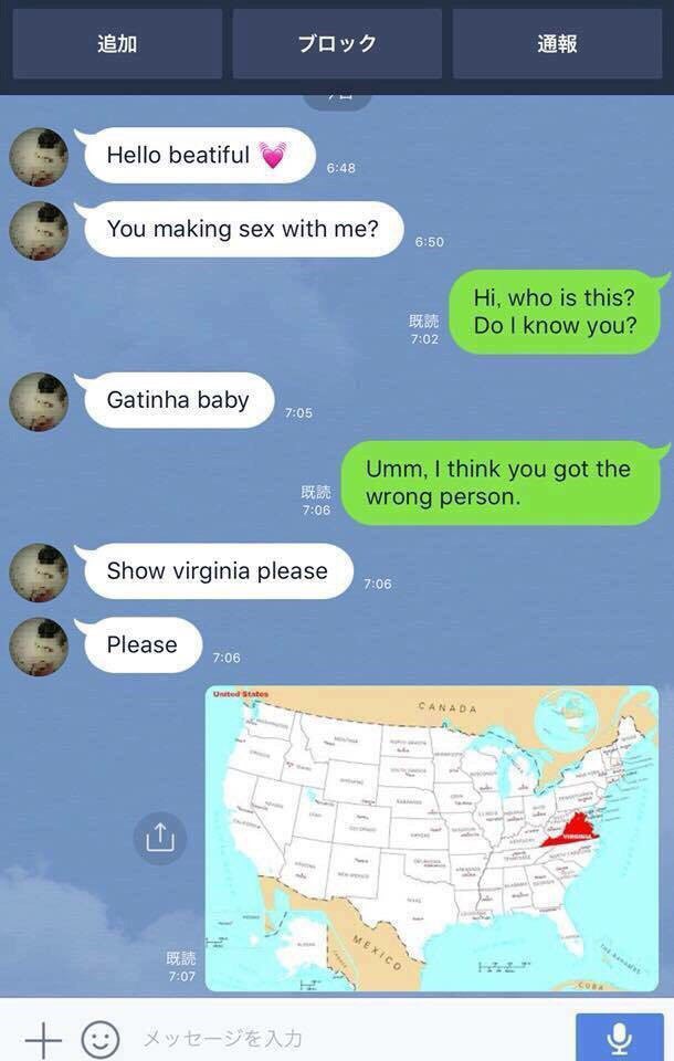 Hello beatiful You making sex with me? 1 who is you? Gatinha baby 7:05 think you got the Show virginia please Please CANADA 3 74 of и 7:07 4+
