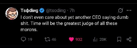 Tsdding A dont even care about yet another CEO saying dumb shit. Time will be the greatest judge of all these ГПОГОП5.