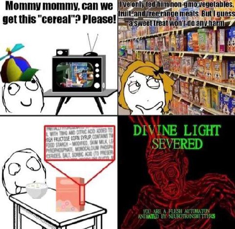 Mommy mommy, can we on get this "cereal"? Please! LIGHT SEVERED О