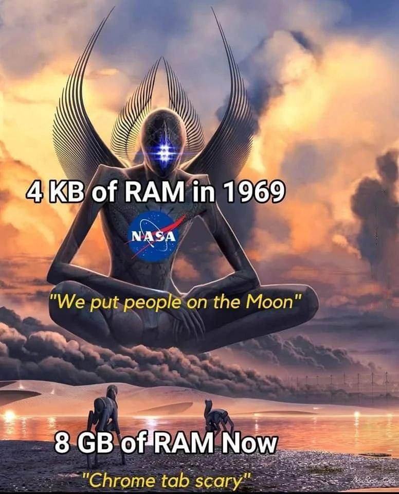 2 of RAM in 1 969 a. "We put people on the Moon" ~8 оРВАМ Мом "Chrome tab scary"