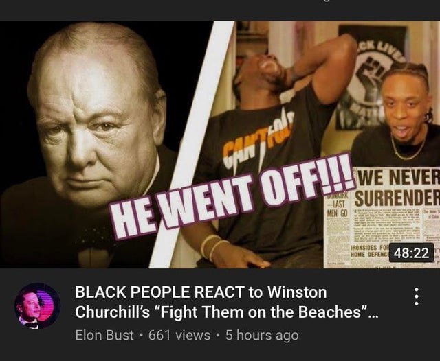 NEVE SURRENDE BLACK PEOPLE REACT to Winston “Fight Them on the Beaches”... Elon Bust 661 views 5 hours ago