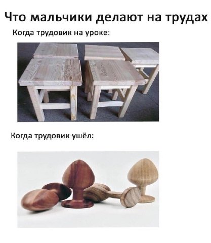 Что мальчики делают на трудах Когда трудовик на уроке: 7] Когда трудовик ушёл: