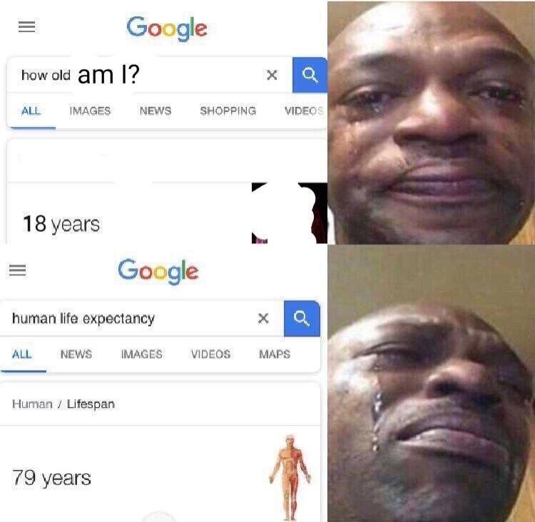Google ALL IMAGES NEWS SHOPPING VIDEO 18 years Google human life expectancy ALL NEWS IMAGES VIDEOS MAPS Human Lifespan 79 years