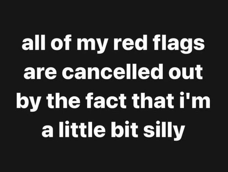 all of my red flags are cancelled out the fact that a little bit silly