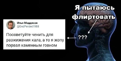 Я пытаюсь флиртовать Илья Мэддисон @DedPerded1988 Посоветуйте ченить для 222 разжижения кала, а то я жопу порвал каменным говном A