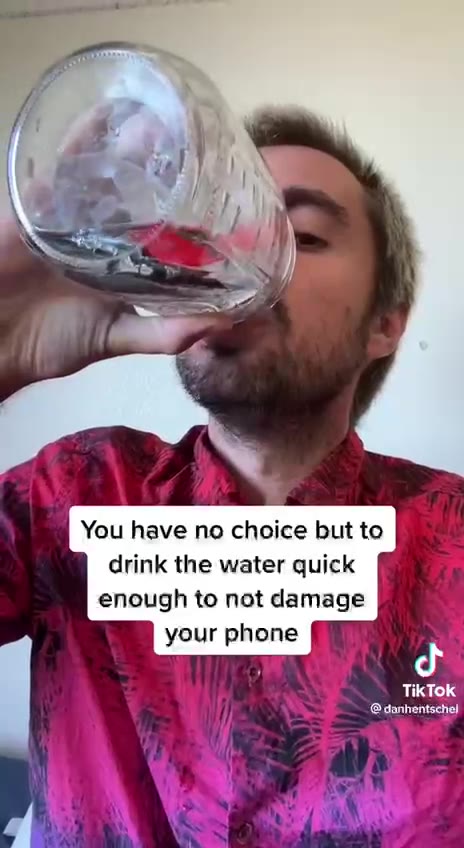 drink the water quick (a - enough to not damage Я