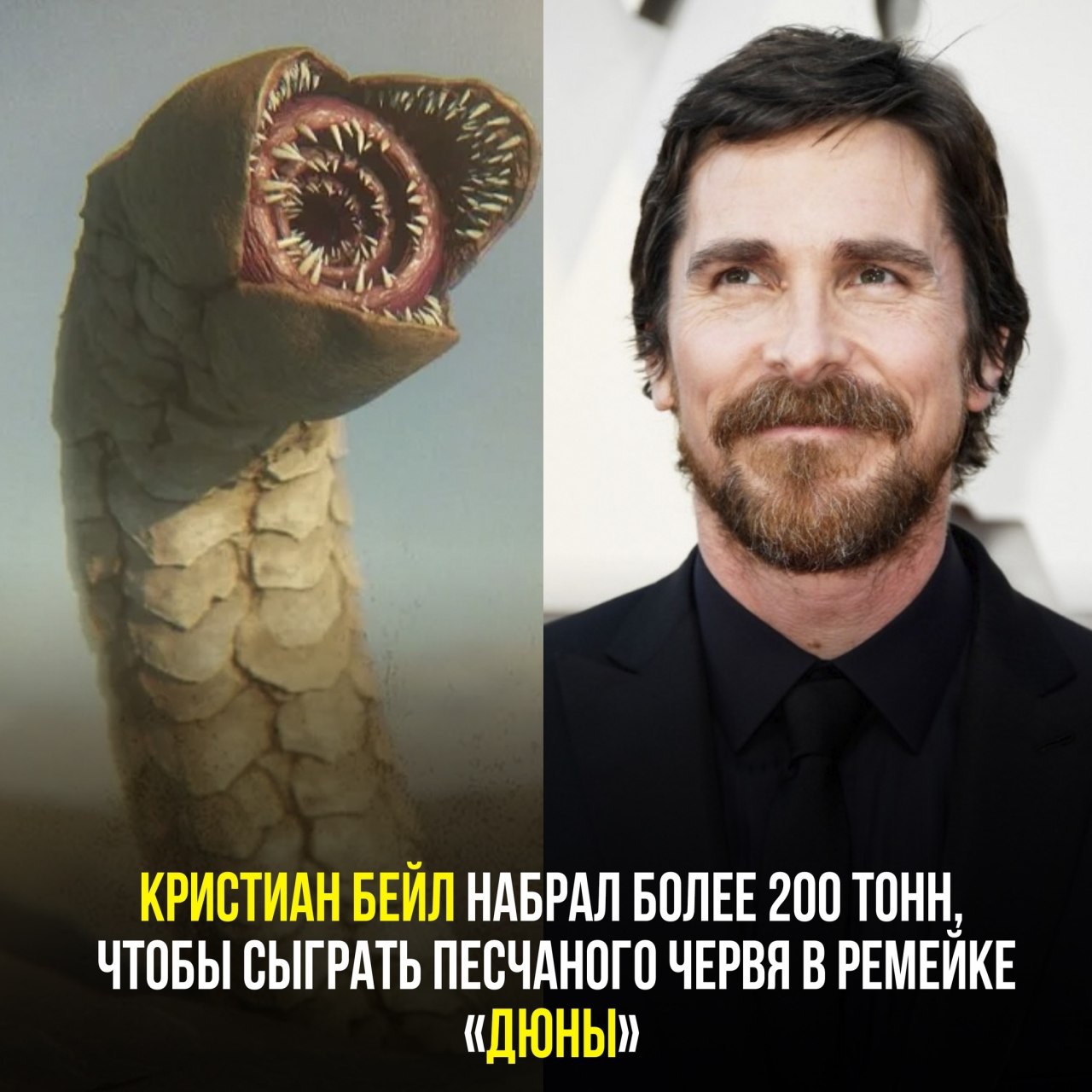 4 КРИСТИАН БЕЙЛ НАБРАЛ БОЛЕЕ 200 ТОНН, ЧТОБЫ СЫГРАТЬ ПЕСЧАНОГО ЧЕРВЯ В РЕМЕЙКЕ «ДЮНЫХ