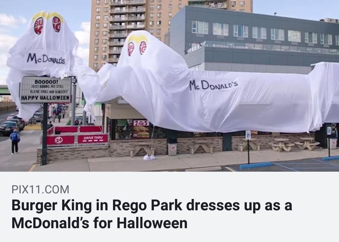 а 2 в (7) a PIX11.COM Burger King in Rego Park dresses up as a for Halloween