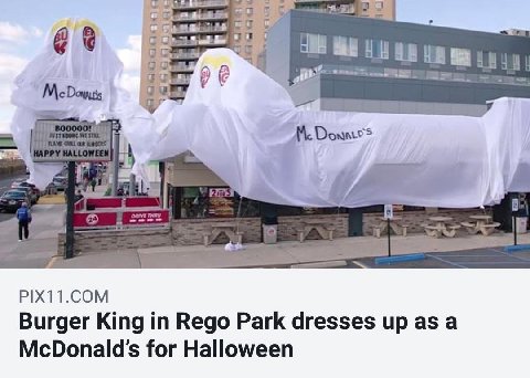 а 2 в (7) a PIX11.COM Burger King in Rego Park dresses up as a for Halloween