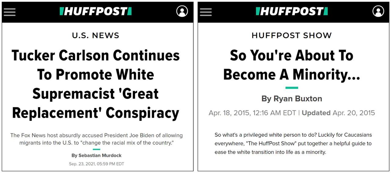 NEWS HUFFPOST SHOW Tucker Carlson Continues So You're About To To Promote White Become A Minority... Supremacist 'Great Ryan Buxton Apr. 18, 2015, 12:16 EDT Updated Apr. 20, 2015 Replacement' Conspira