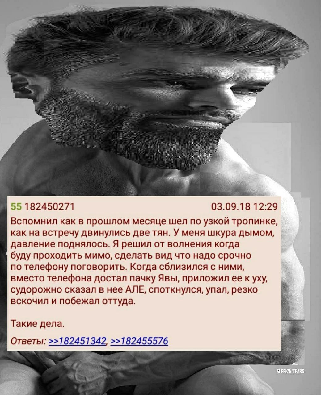 7 55 182450271 03.09.18 12:29 Вспомнил как в прошлом месяце шел по узкой тропинке, как на встречу двинулись две тян. У меня шкура дымом, давление поднялось. Я решил от волнения когда буду проходить ми