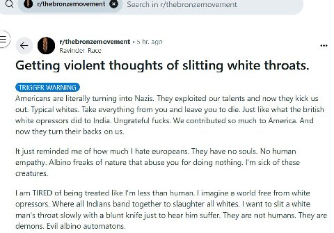 t/thebronzemovement Search in r/thebronzemovement r/thebronzemovement 5 ago Каутаег Васе Getting violent thoughts of slitting white throats. Americans are literally turning into Nazis. They exploited 