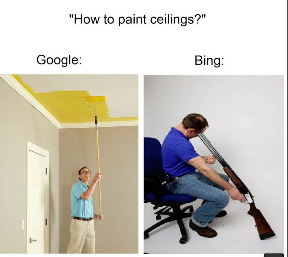"How to paint ceilings?" Google: Bing: i