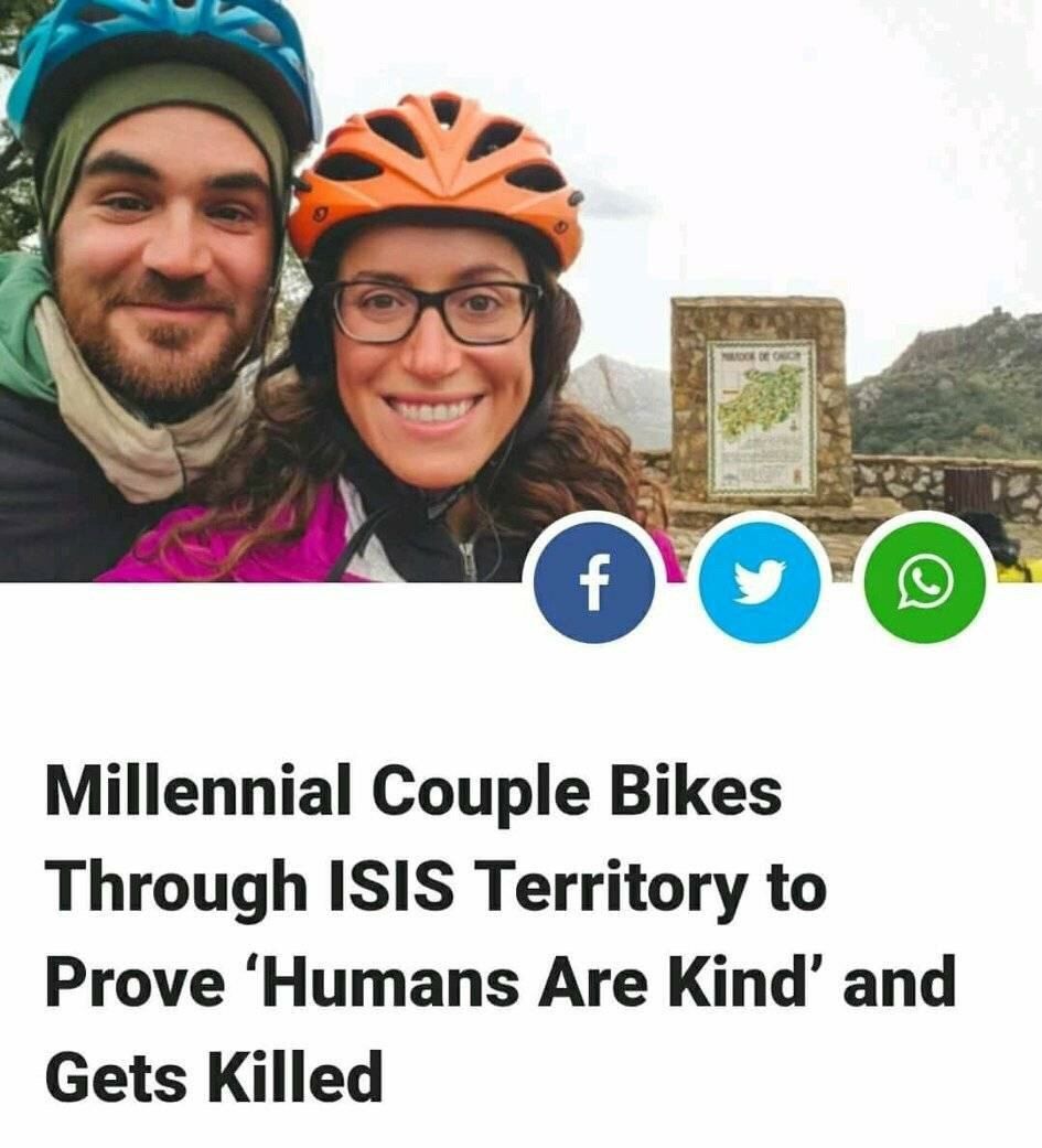 Millennial Couple Bikes Through ISIS Territory to Prove ‘Humans Are Kind’ and Gets Killed