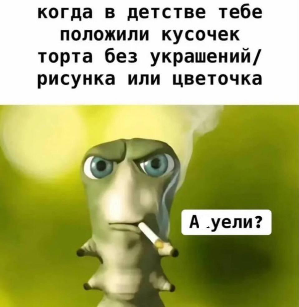 когда в детстве тебе положили кусочек торта без украшений/ рисунка или цветочка