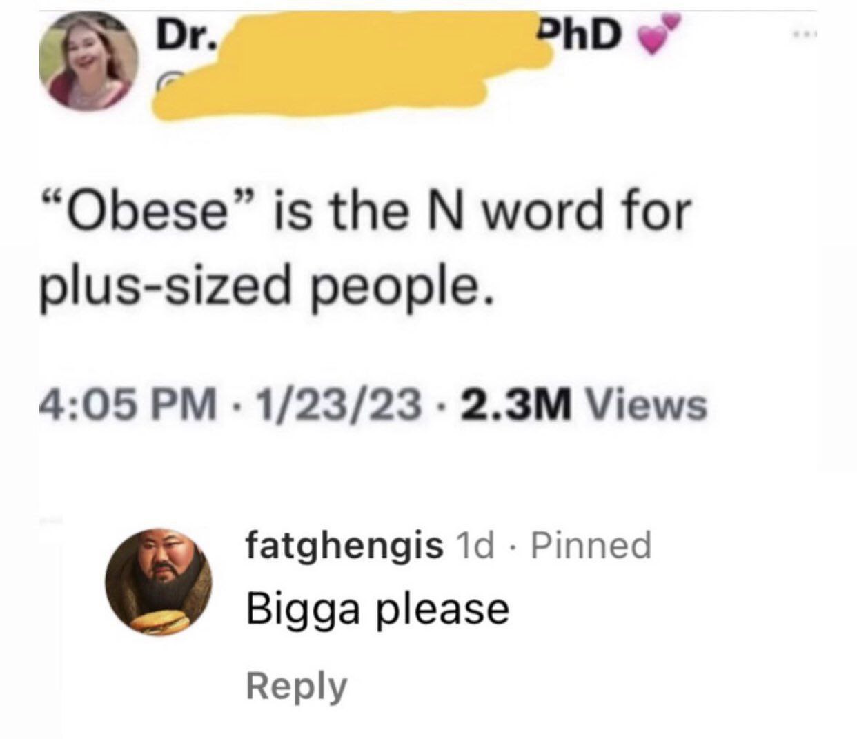 “Obese” is the word for plus-sized people. 4:05 1/23/23 Views fatghengis Pinned Bigga please Reply