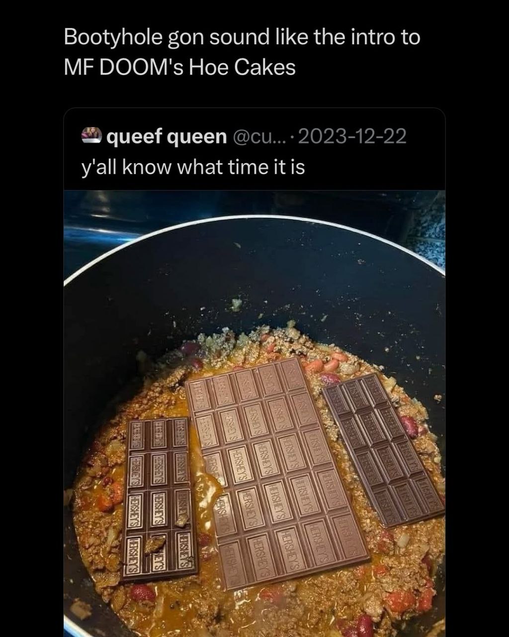 Bootyhole gon sound like the intro to DOOM's Hoe Cakes queef queen 2023-12-22 y'all know what time it is
